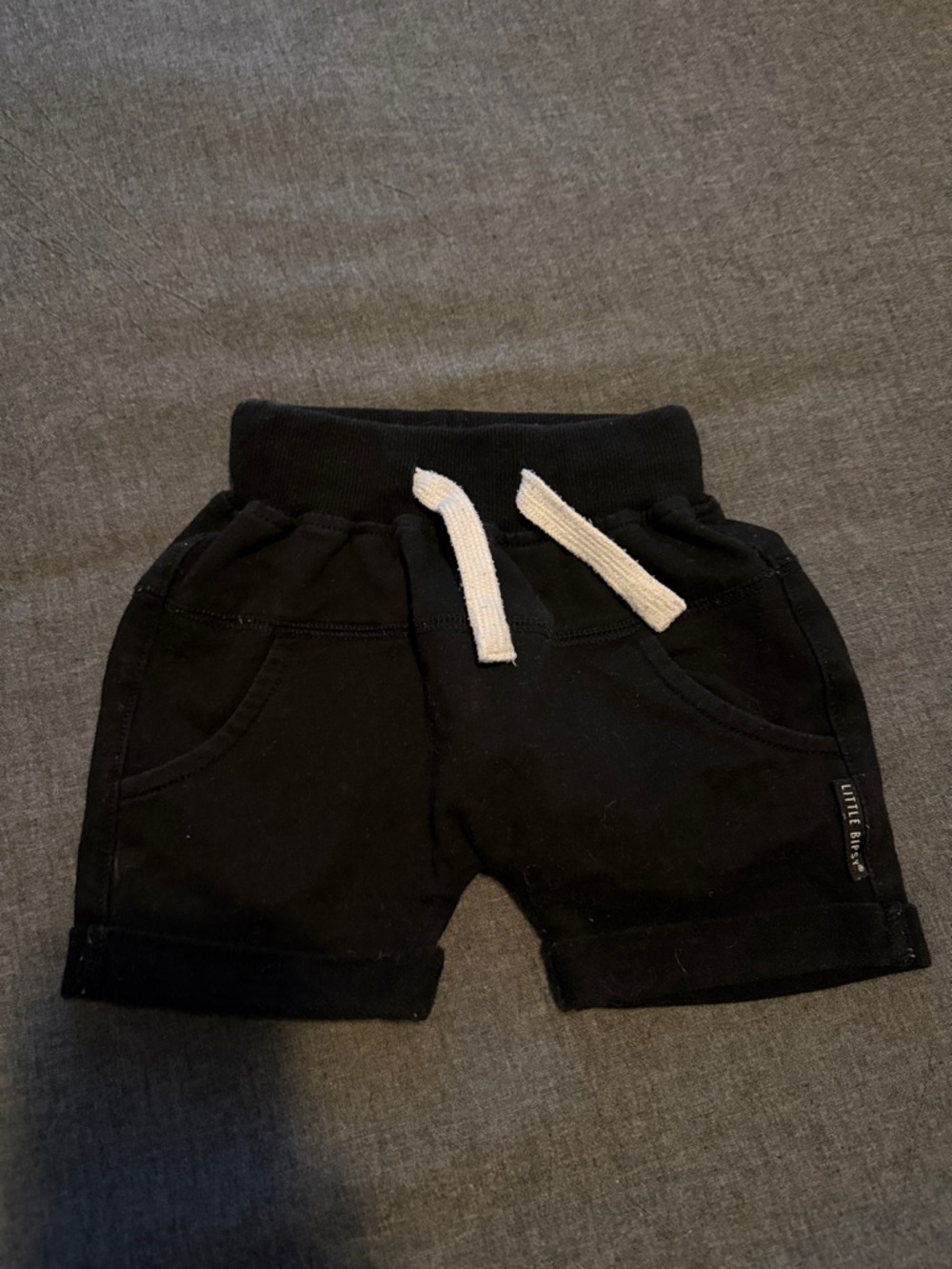 Little Bipsy Black Shorts with White Drawcord